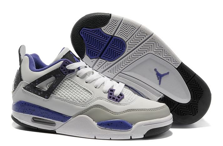 Nike Womens Air Jordan 4 Retro White Purple Neutral Grey Newest